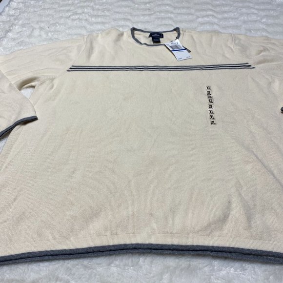 Dockers Sweater Men's XL Beige Knit 100% Cotton Crew Neck Long Sleeve Pullover - Picture 2 of 12